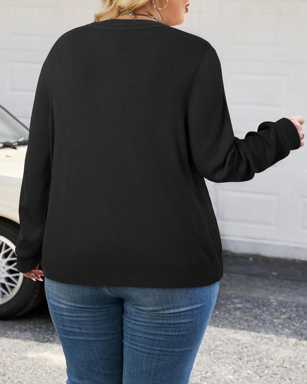 image:imageArachampCloz Womens Plus Size Wool Blend Sweater Fall Long Sleeve Tops 2025Black