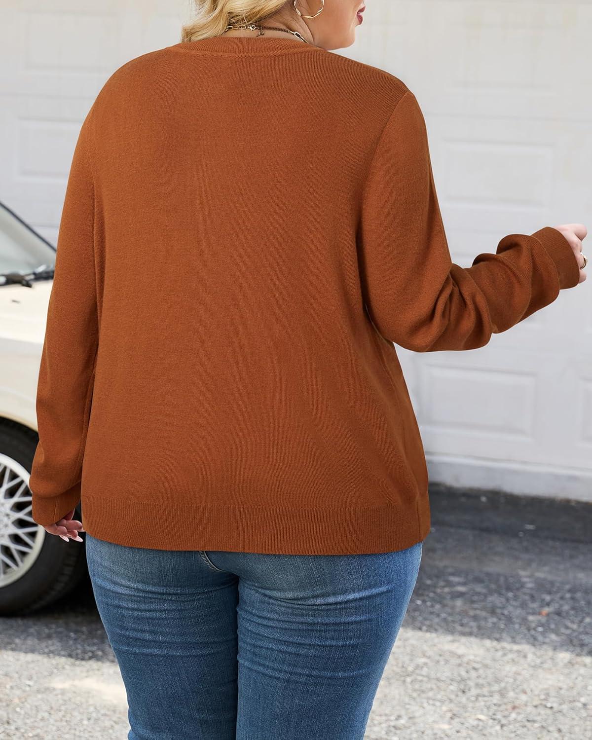 image:imageArachampCloz Womens Plus Size Wool Blend Sweater Fall Long Sleeve Tops 2025Caramel