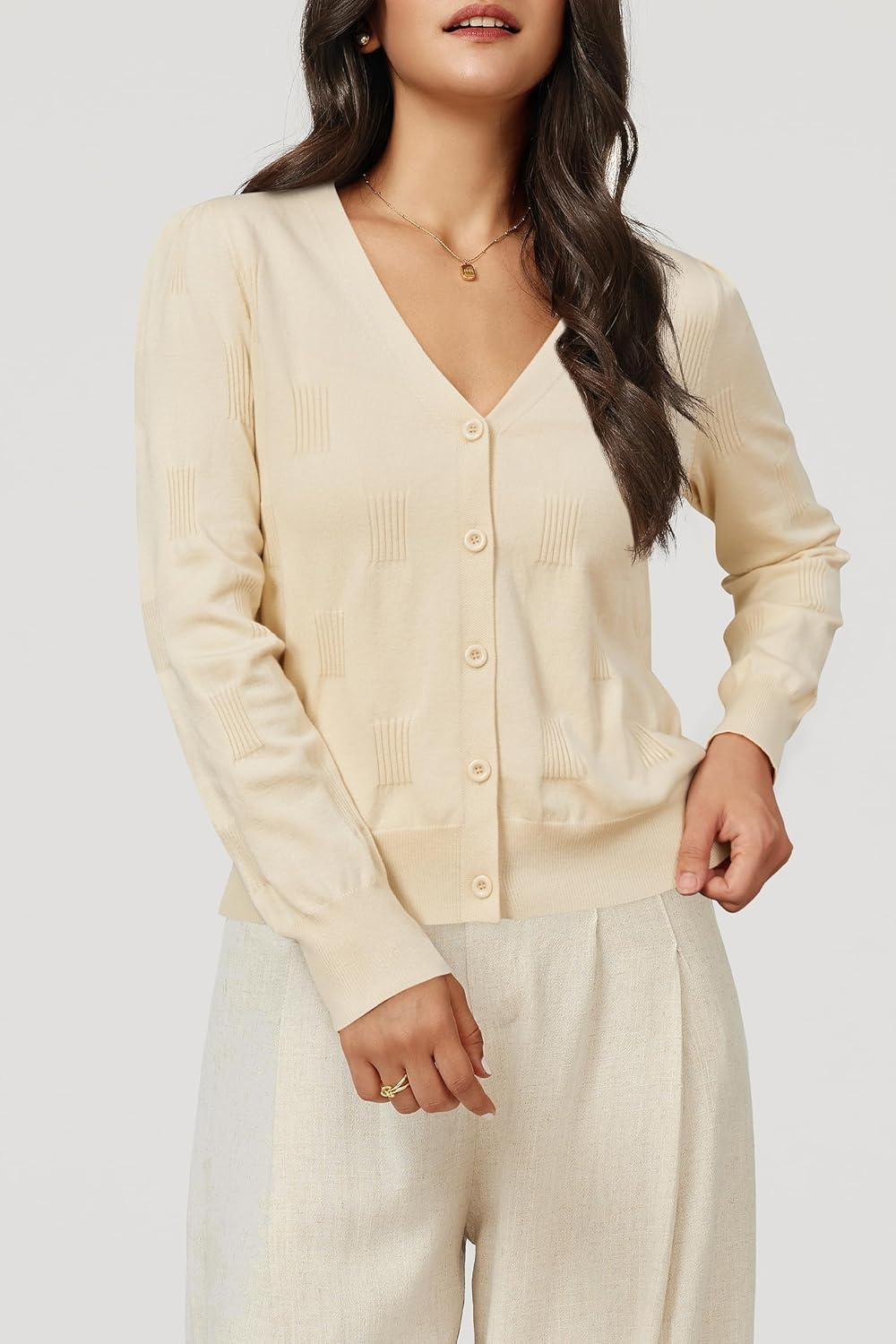 image:imageArachampCloz Womens Soft Cropped Cardigan Casual Lightweight Shrug Sweater TopsLight Apricot