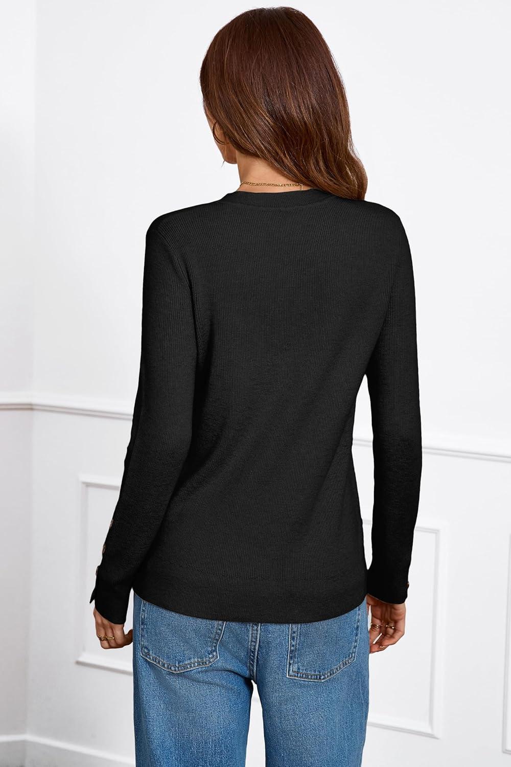 image:imageArachampCloz Womens Wool Blend ButtonCuff Fall Fashion Casual SweatersBlack