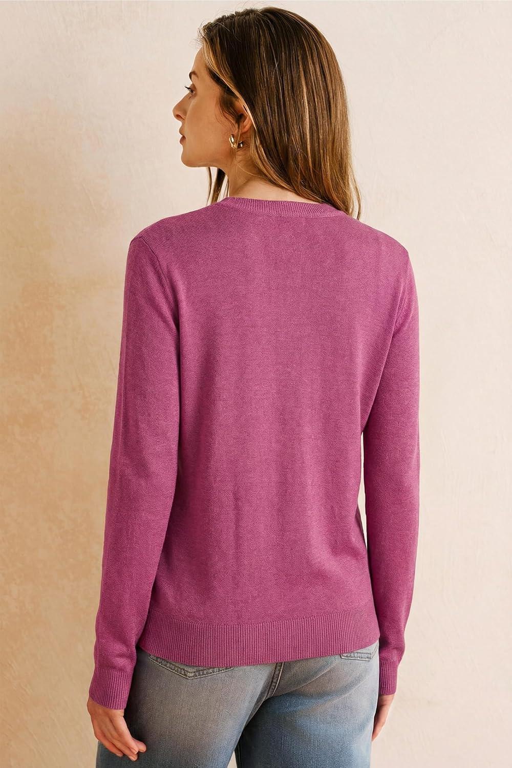 image:imageArachampCloz Womens Wool Blend Lightweight Spring Business Casual Cardigan Sweaters TopsRose Red