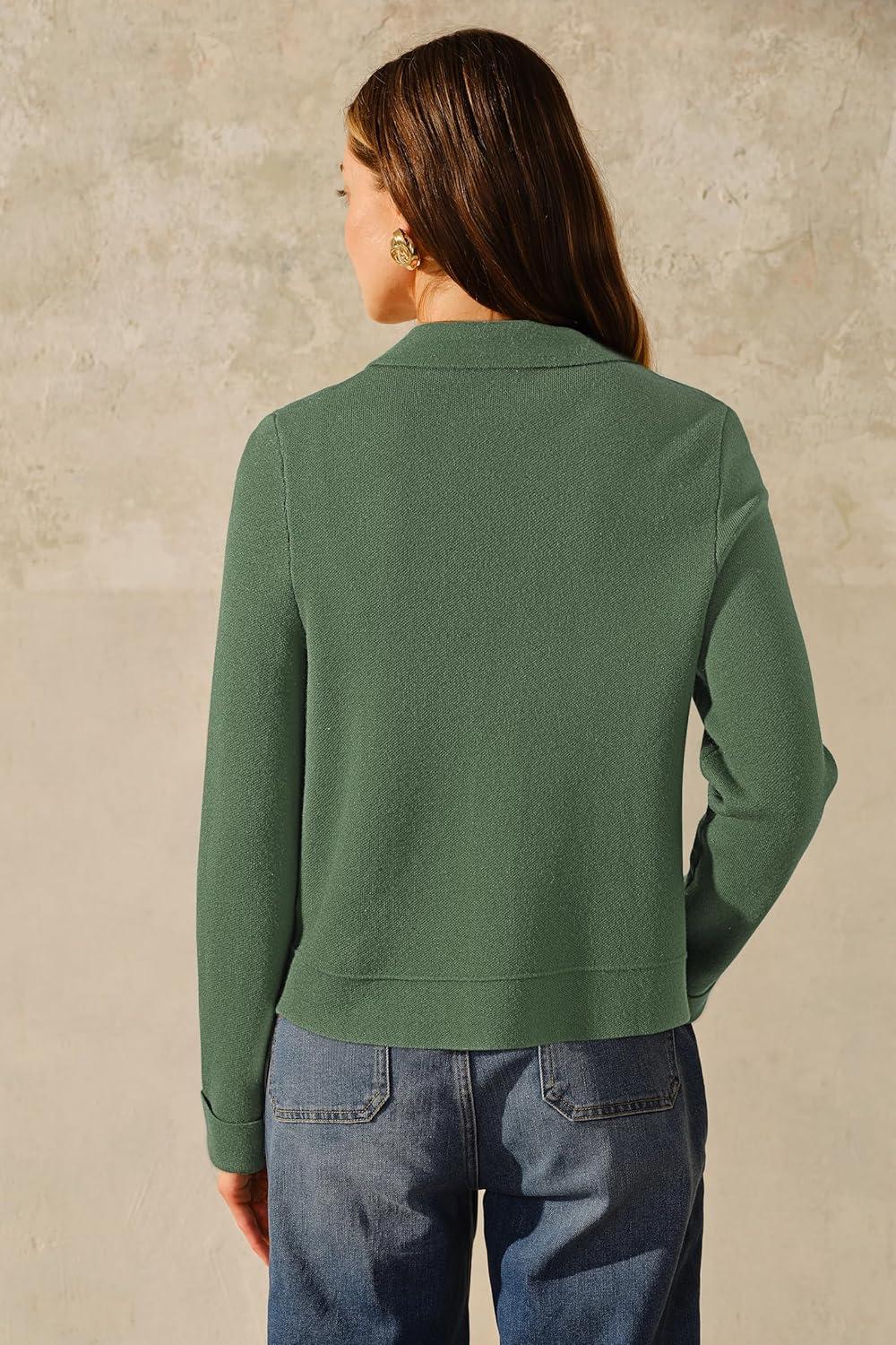 image:imageArachampCloz Womens Wool Blend Spring Fashion Button Down Cropped Jacket Shackets 2026Army Green