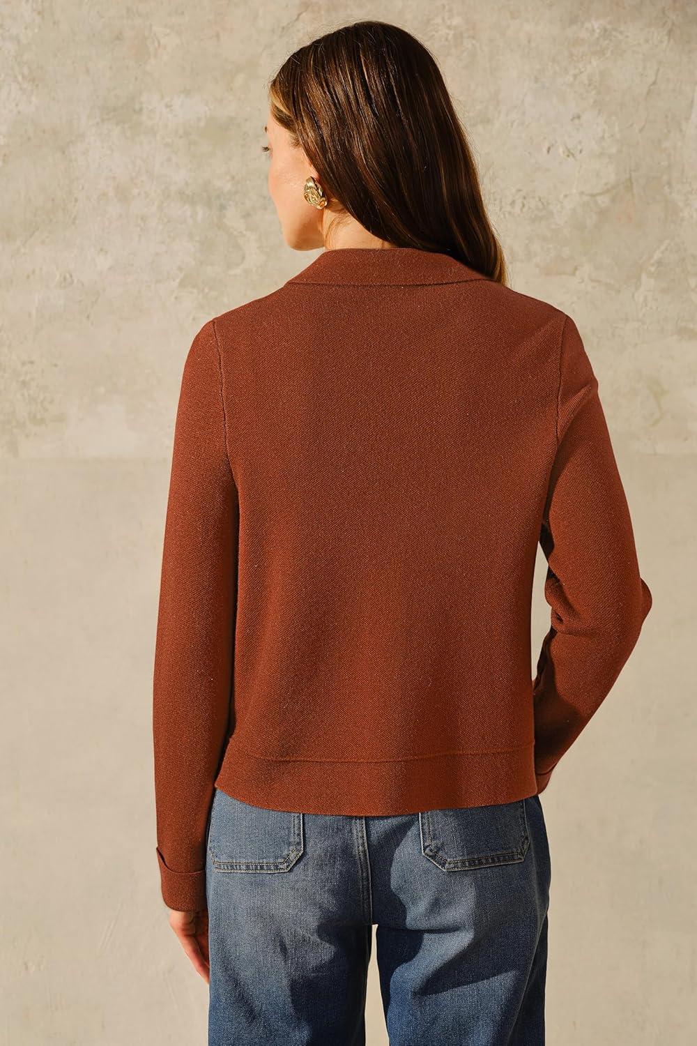 image:imageArachampCloz Womens Wool Blend Spring Fashion Button Down Cropped Jacket Shackets 2026Brick Red