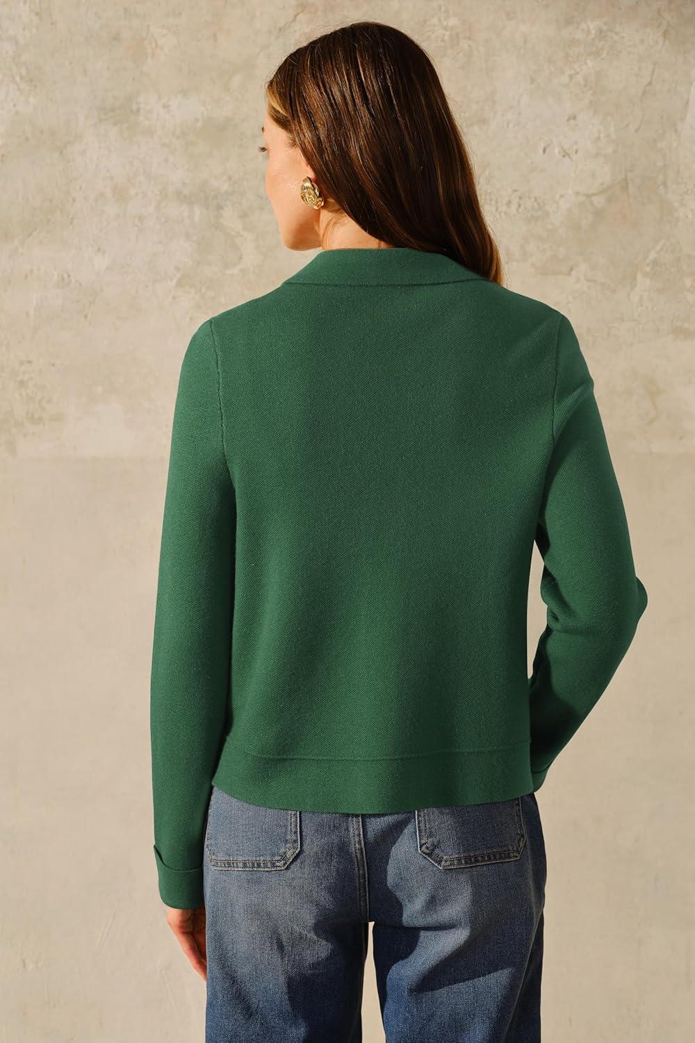 image:imageArachampCloz Womens Wool Blend Spring Fashion Button Down Cropped Jacket Shackets 2026Green