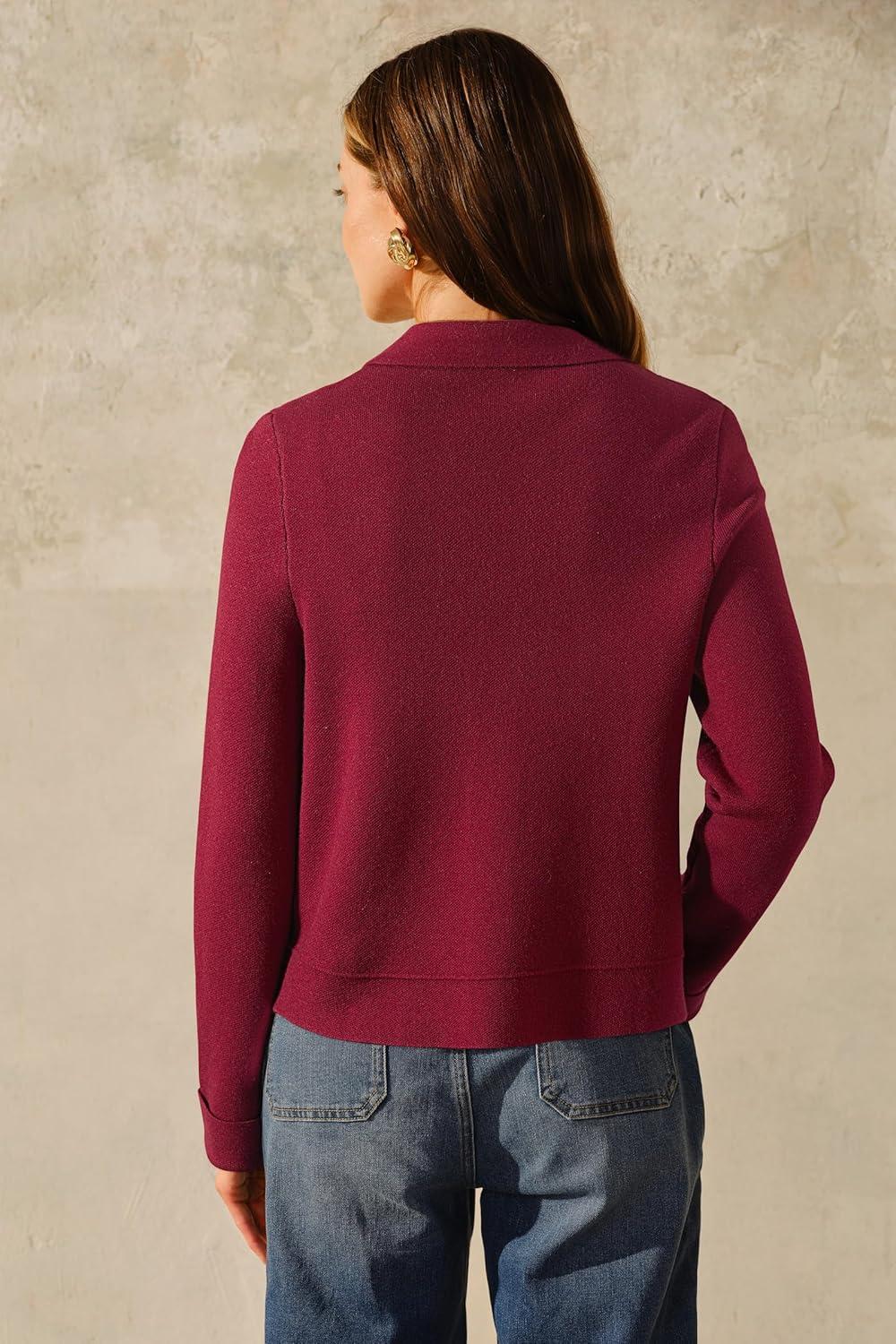 image:imageArachampCloz Womens Wool Blend Spring Fashion Button Down Cropped Jacket Shackets 2026Red