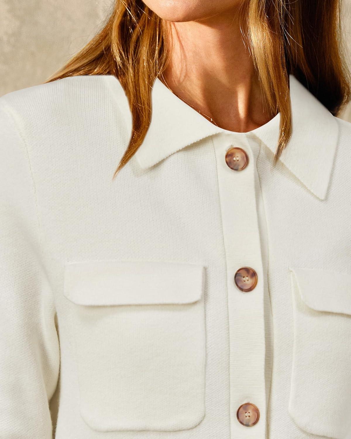 image:imageArachampCloz Womens Wool Blend Spring Fashion Button Down Cropped Jacket Shackets 2026White
