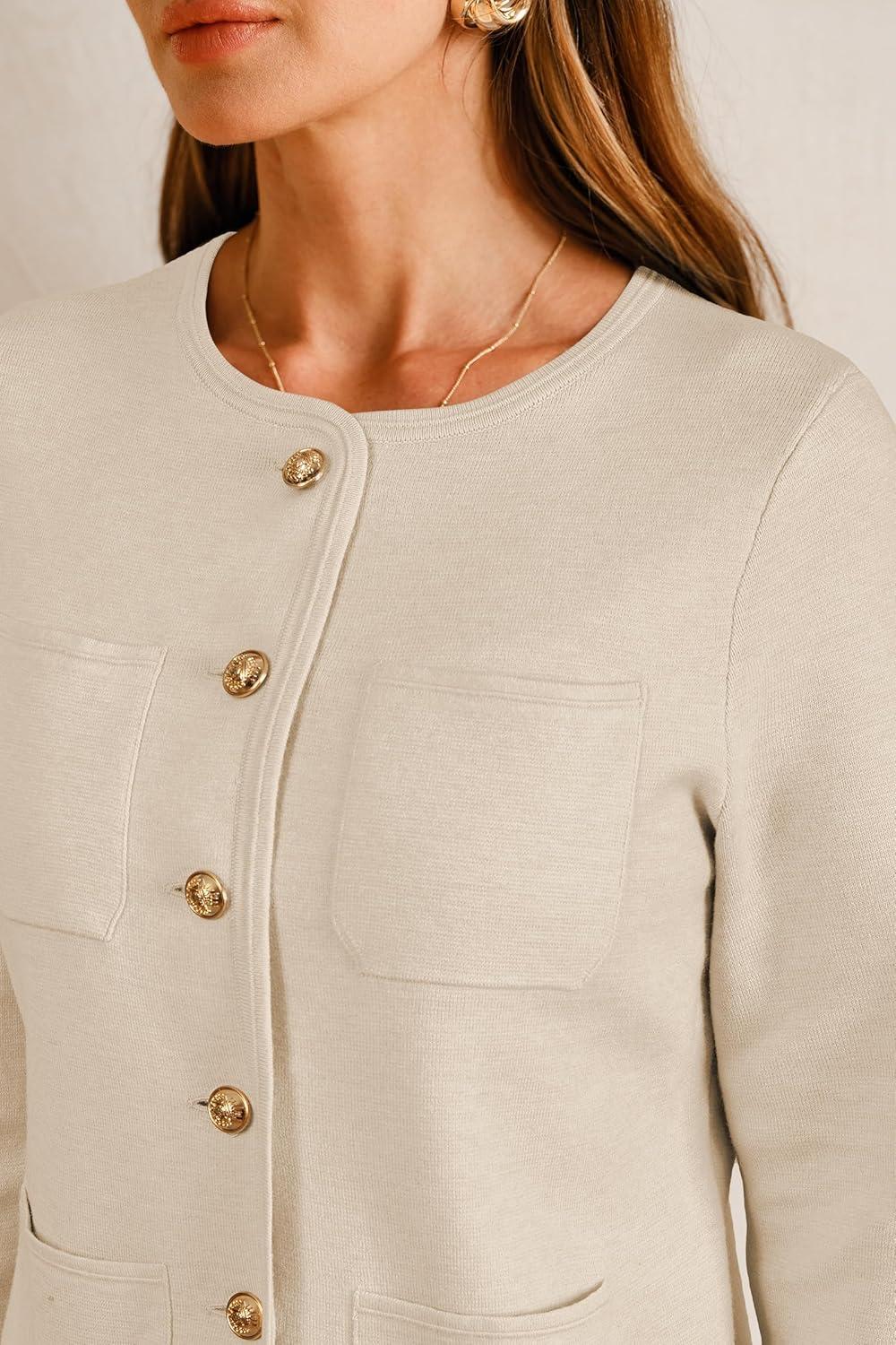 image:imageArachampCloz Womens Wool Blend Sweater Blazers Business Casual Jacket with Pockets 2026Apricot