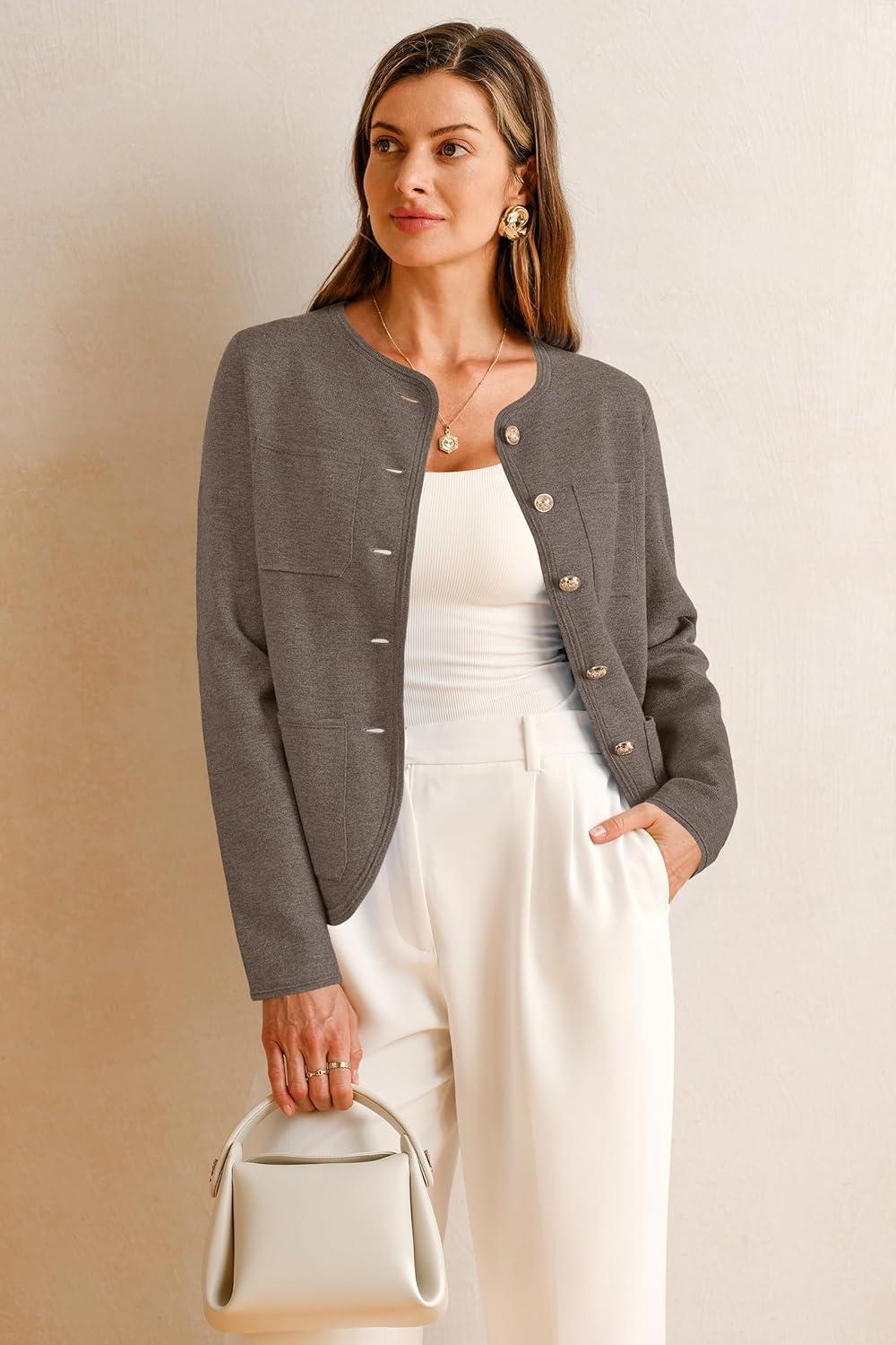image:imageArachampCloz Womens Wool Blend Sweater Blazers Business Casual Jacket with Pockets 2026Coffee