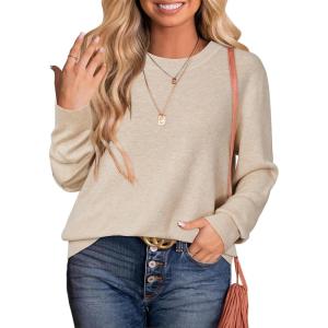 Arach&Cloz Women’s Plus Size Wool Blend Sweater Fall Long Sleeve Tops 2025(Apricot)