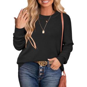 Arach&Cloz Women’s Plus Size Wool Blend Sweater Fall Long Sleeve Tops 2025(Black)