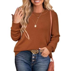 Arach&Cloz Women’s Plus Size Wool Blend Sweater Fall Long Sleeve Tops 2025(Caramel)