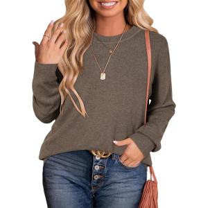 Arach&Cloz Women’s Plus Size Wool Blend Sweater Fall Long Sleeve Tops 2025(Coffee)