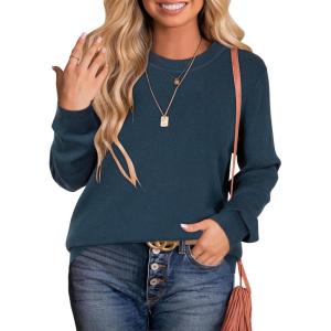 Arach&Cloz Women’s Plus Size Wool Blend Sweater Fall Long Sleeve Tops 2025(Dark Blue)