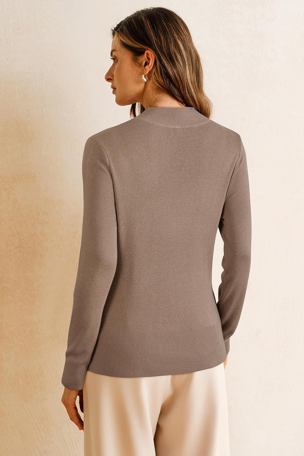 image:imageArachampCloz Womens Wool Blend Fall Sweaters Mock Neck Business Casual OutfitsCamel