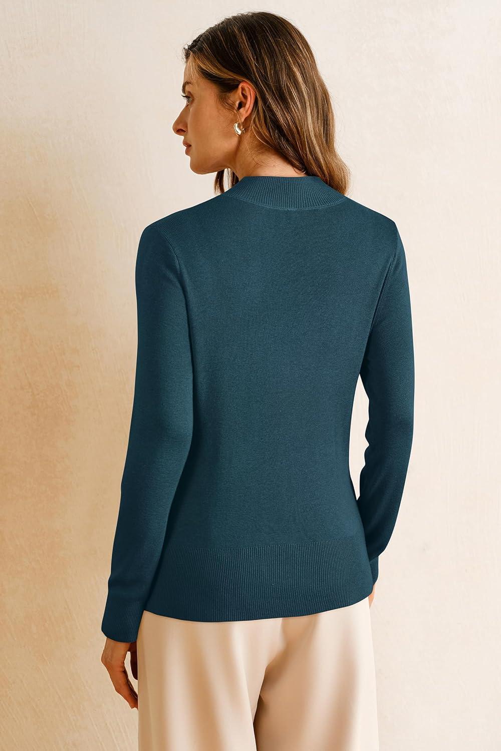 image:imageArachampCloz Womens Wool Blend Fall Sweaters Mock Neck Business Casual OutfitsDark Green