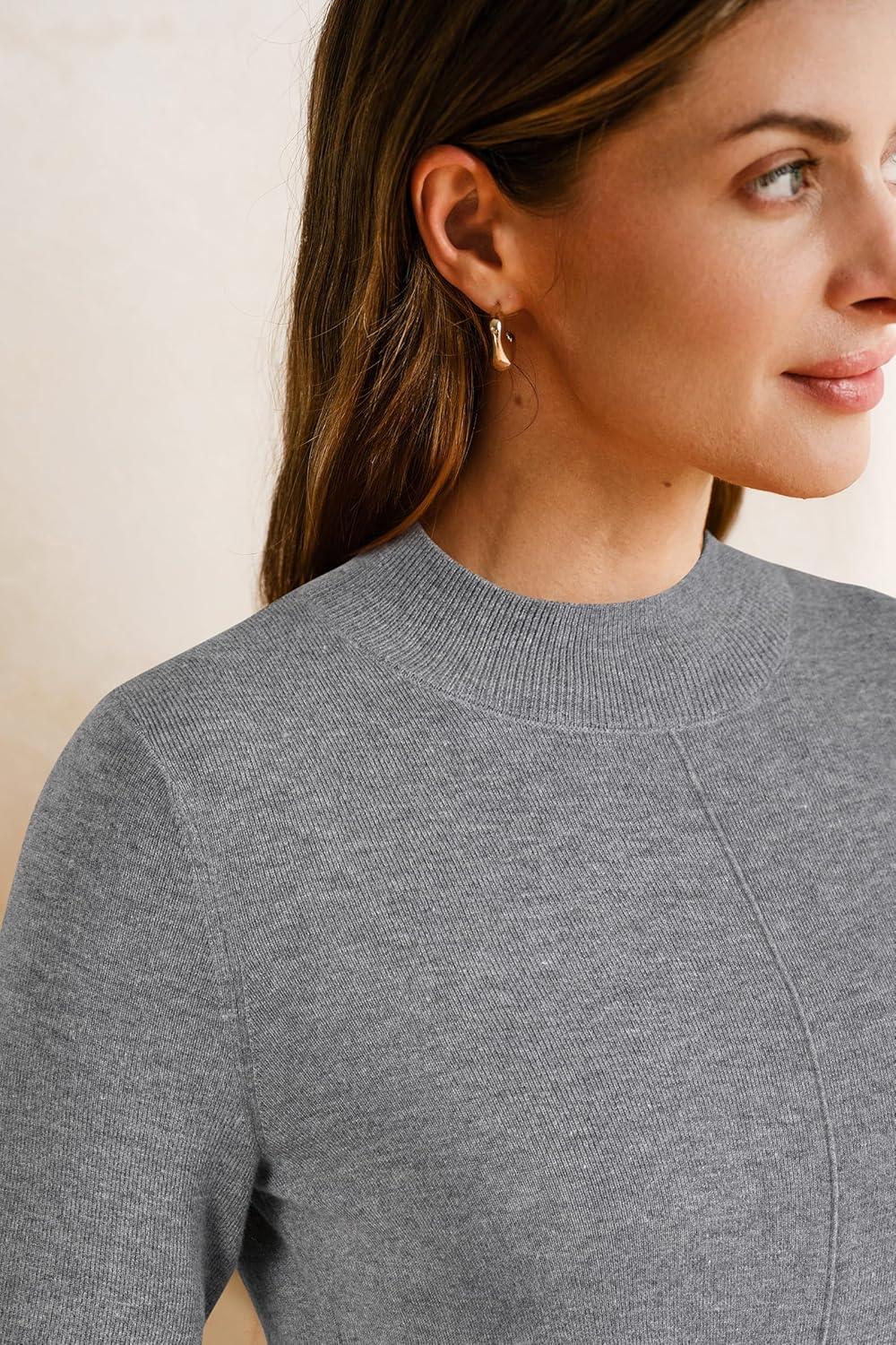 image:imageArachampCloz Womens Wool Blend Fall Sweaters Mock Neck Business Casual OutfitsGrey