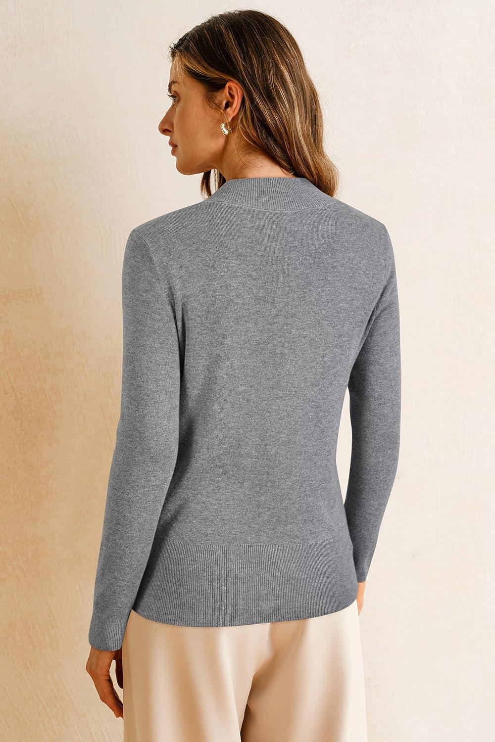 image:imageArachampCloz Womens Wool Blend Fall Sweaters Mock Neck Business Casual OutfitsGrey