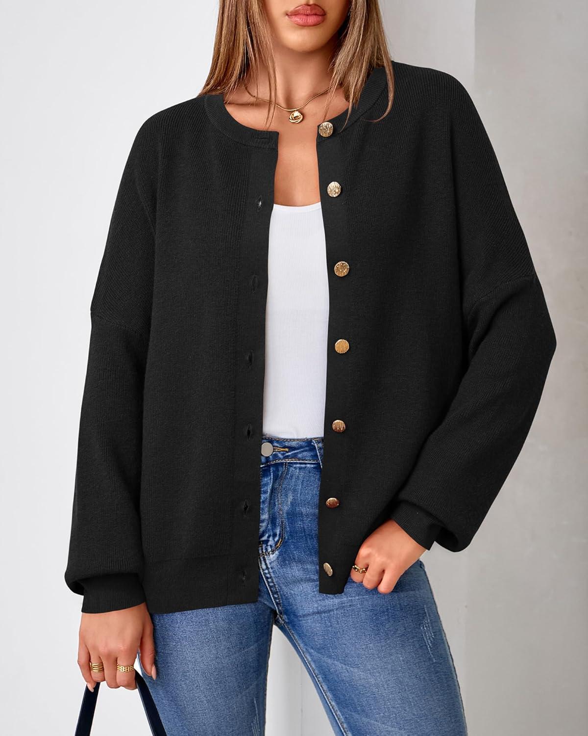 image:imageArachampCloz Womens Wool Blend Oversized Cardigan Sweaters Button Down Casual ClothingBlack