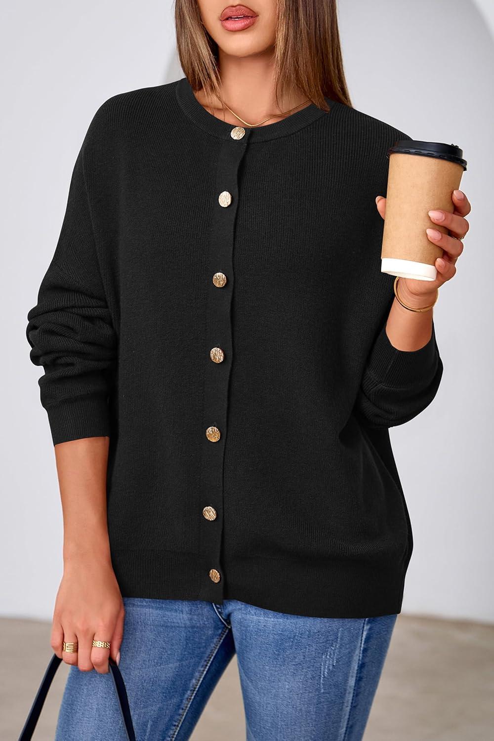 image:imageArachampCloz Womens Wool Blend Oversized Cardigan Sweaters Button Down Casual ClothingBlack