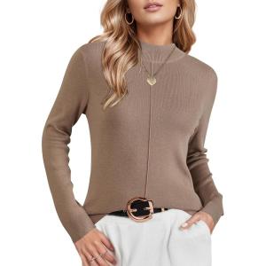 Arach&Cloz Women’s Wool Blend Fall Sweaters Mock Neck Business Casual Outfits(Camel)