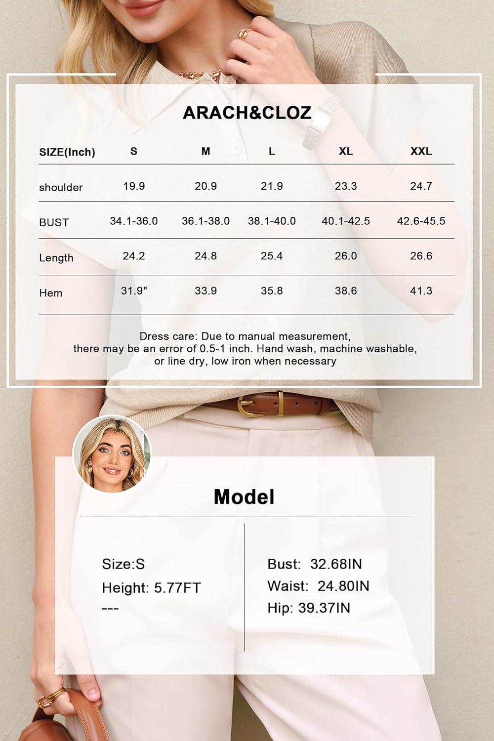 image:imageArachampCloz Womens Wool Blend Cap Sleeves Business Casual Summer Tops Sweater Vest Polo Shirts 2026Apricot