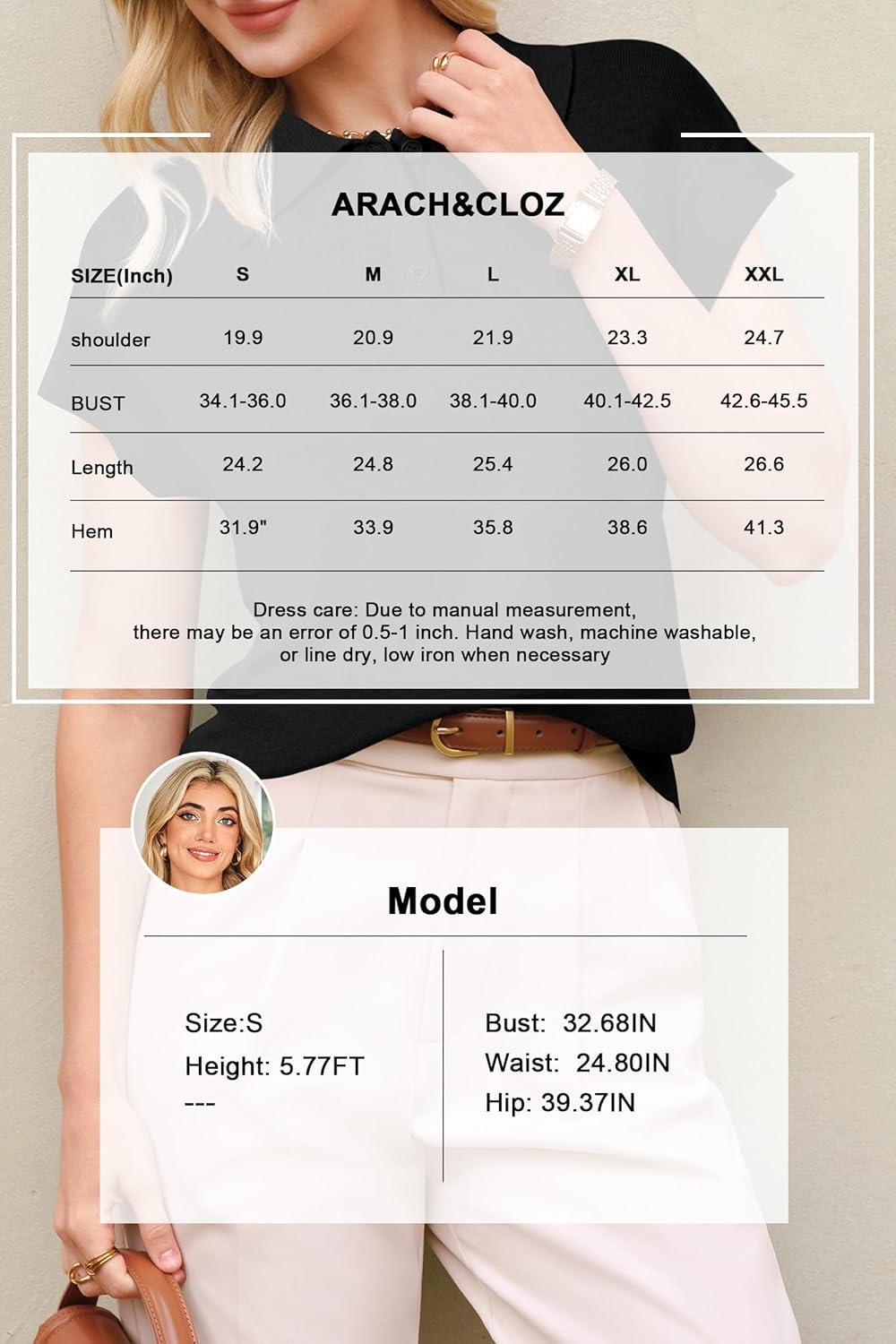 image:imageArachampCloz Womens Wool Blend Cap Sleeves Business Casual Summer Tops Sweater Vest Polo Shirts 2026Black