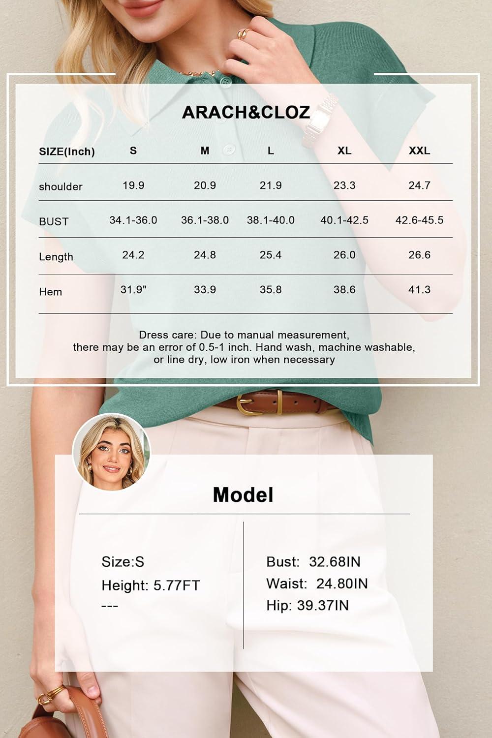 image:imageArachampCloz Womens Wool Blend Cap Sleeves Business Casual Summer Tops Sweater Vest Polo Shirts 2026Sage Green
