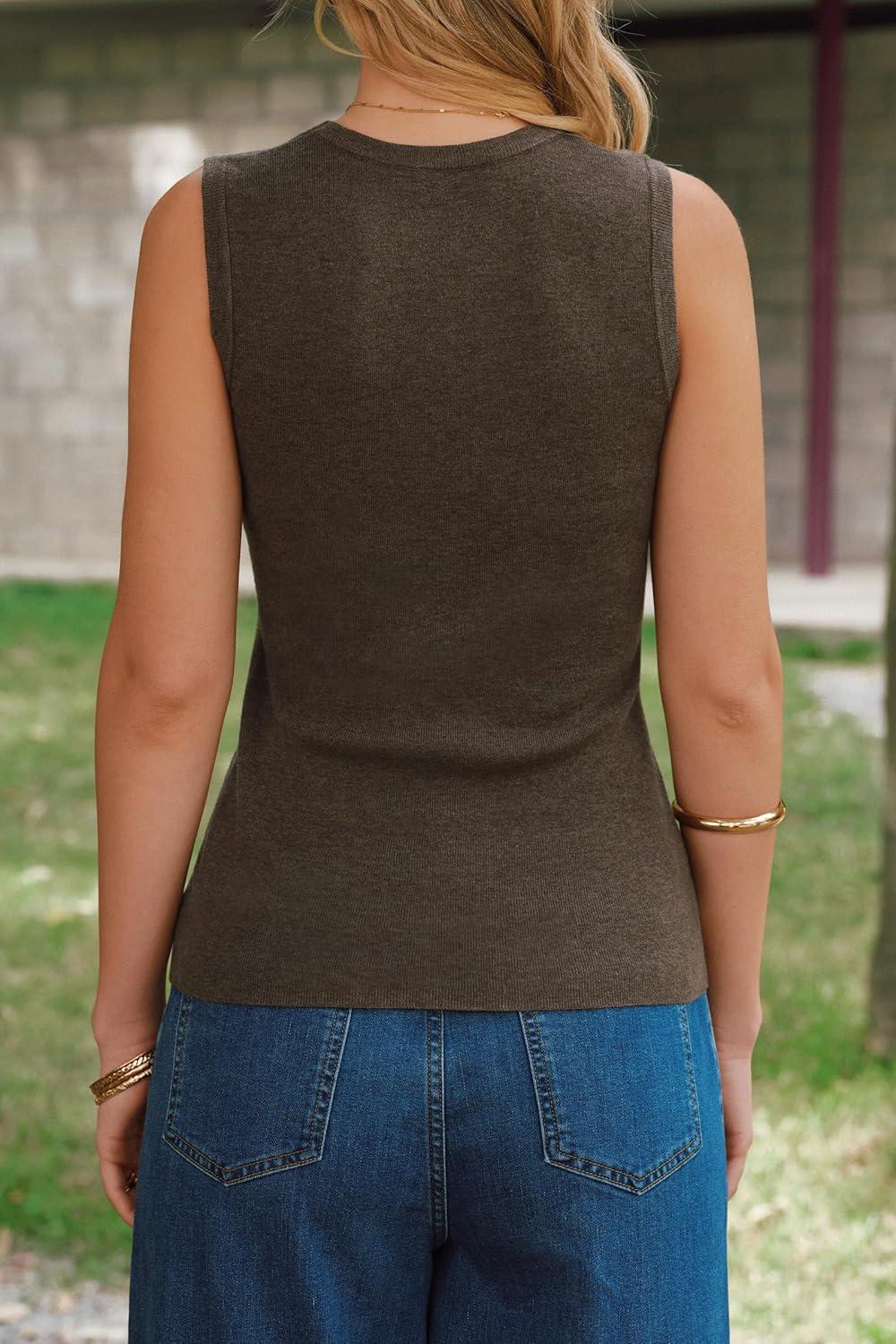 image:imageArachampCloz Womens Wool Blend Square Neck Spring Summer Basic Slim Fitted Tank Tops 2026Coffee