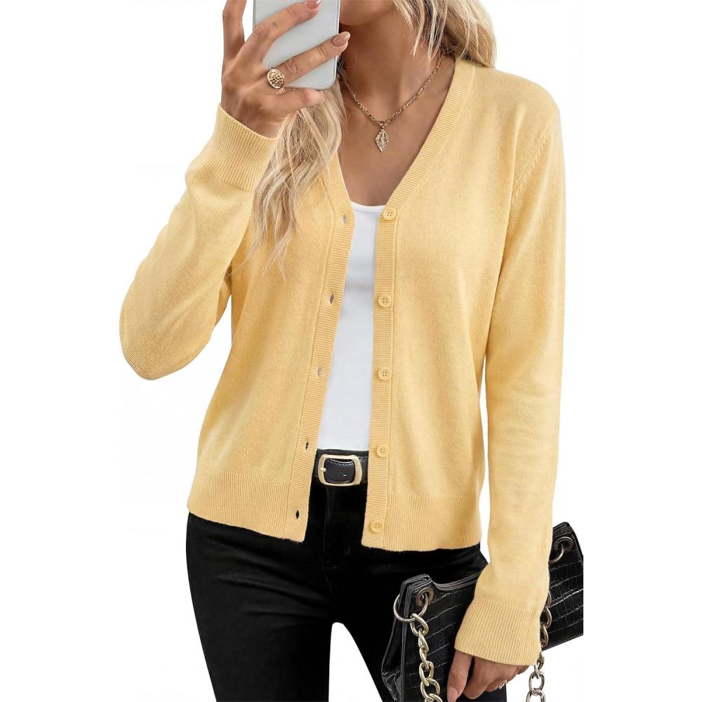 image:imageArachampCloz Womens Wool Blend Business Casual Cardigan Sweaters TopsYellow