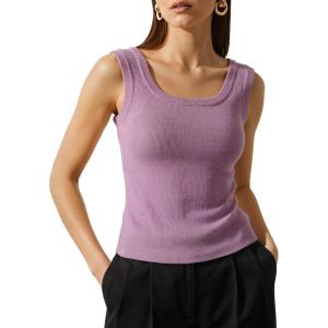 Arach&Cloz Women’s Wool Blend Square Neck Spring Summer Basic Slim Fitted Tank Tops 2026(Dusty Rose)