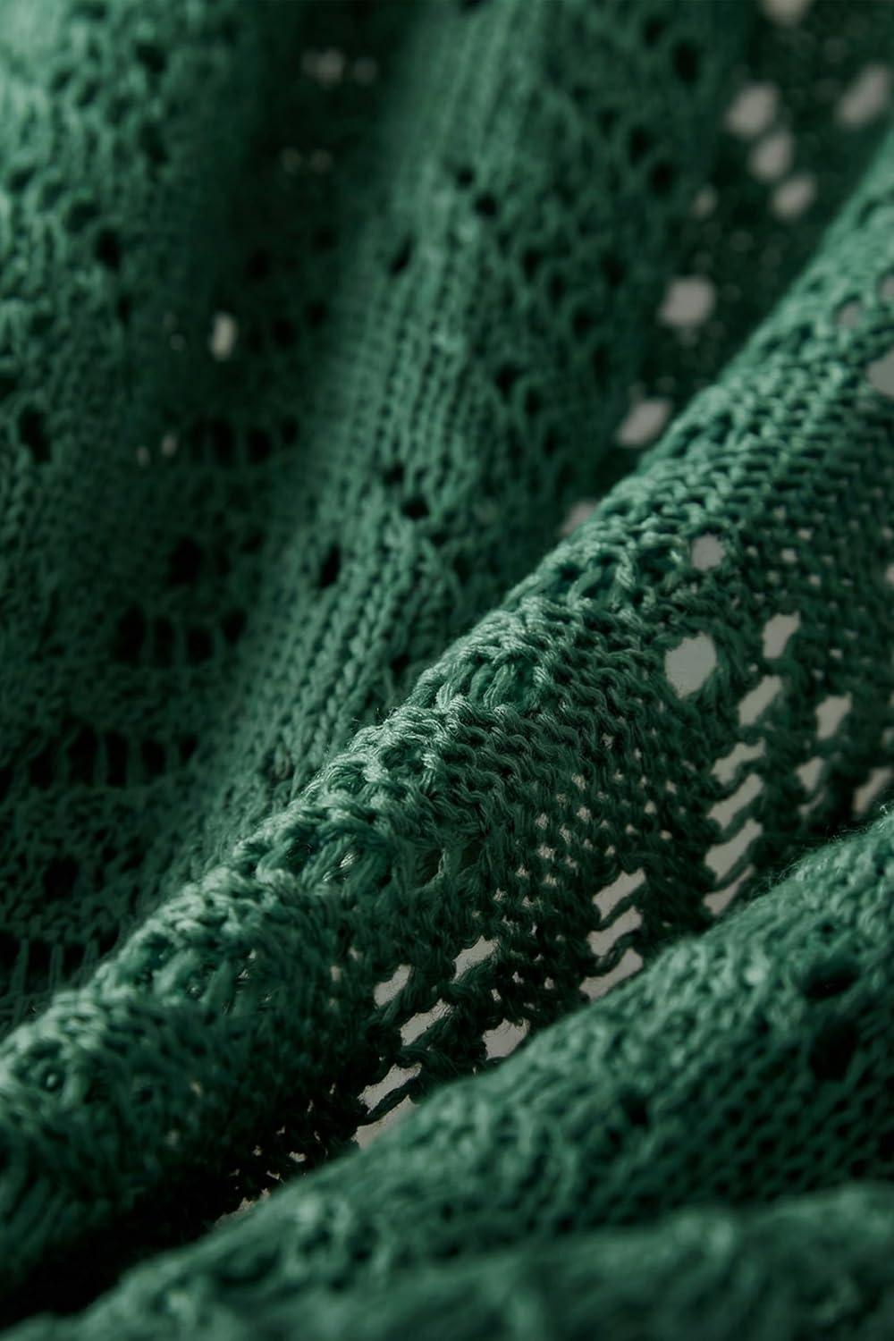 image:imageArachampCloz Womens Crochet Cover Up Linen Blend Open Front Beach Oversized Kimonos 2026Dark Green