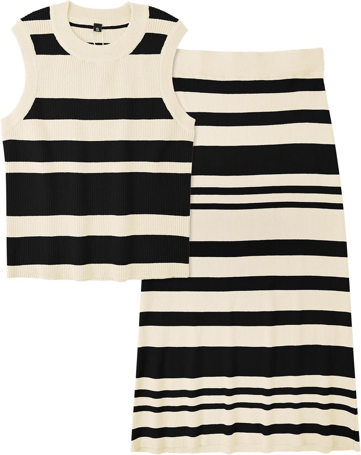 image:imageArachampCloz Womens Non See Through 2 Piece Sets Tank Top and Midi Skirt Knit OutfitsApricotblack