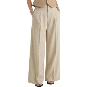 Arach&Cloz Womens Linen Blend Wide Leg Palazzo Pants All-Season Business Casual Outfits Dress Trousers(Khaki)