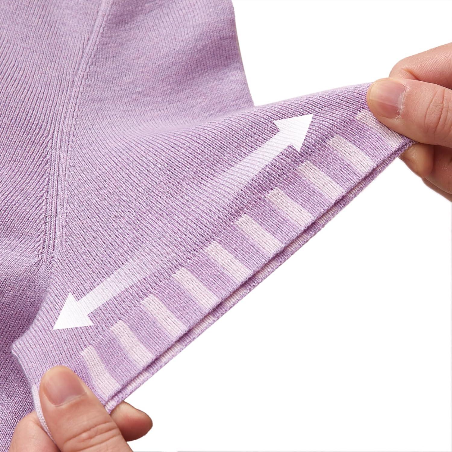 image:imageArachampCloz Womens Lightweight Wool Blend Short Sleeve Sweater Top Business CasualPurple5132