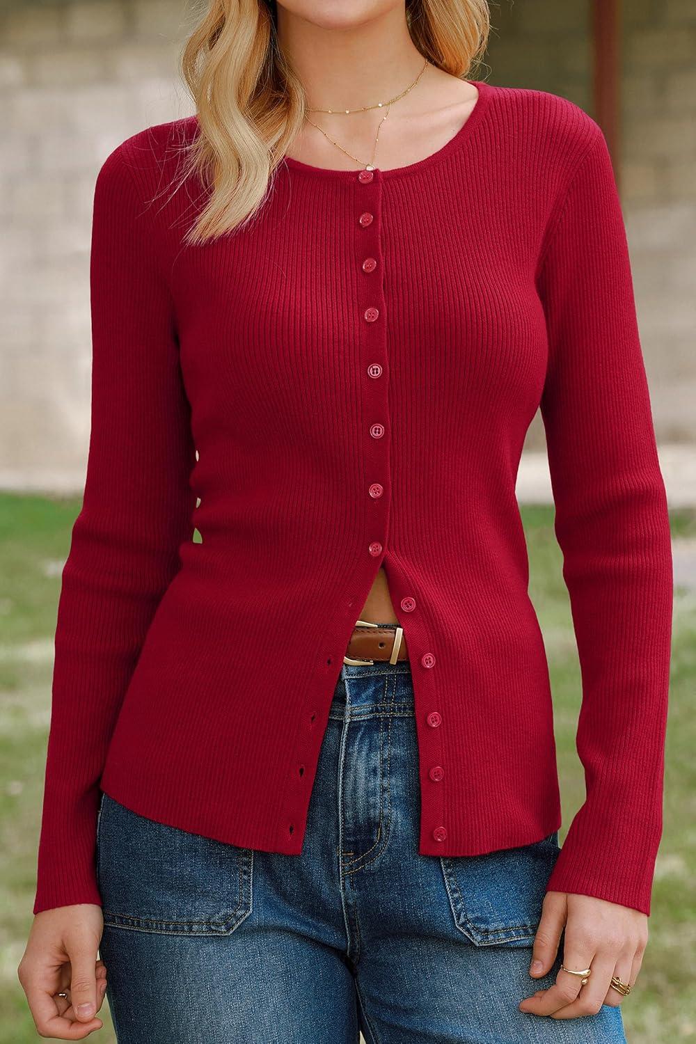 image:imageArachampCloz Womens Wool Blend Button Up Business Casual Cardigan Tops Outfits 2026Red