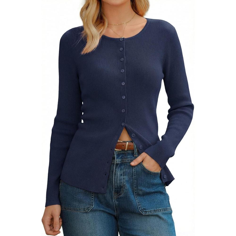 image:imageArachampCloz Womens Wool Blend Button Up Business Casual Cardigan Tops Outfits 2026Navy