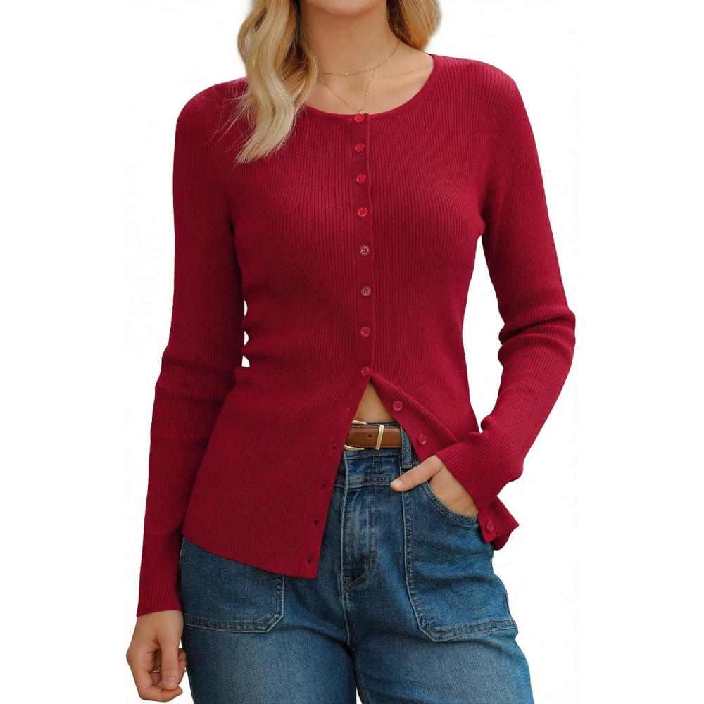 image:imageArachampCloz Womens Wool Blend Button Up Business Casual Cardigan Tops Outfits 2026Red