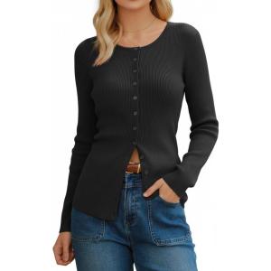 Arach&Cloz Women’s Wool Blend Button Up Business Casual Cardigan Tops Outfits 2026(Black)
