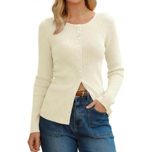 Arach&Cloz Women’s Wool Blend Button Up Business Casual Cardigan Tops Outfits 2026(White)