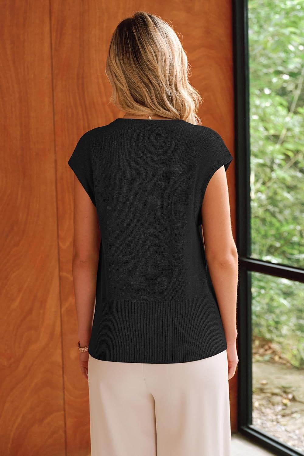 image:imageArachampCloz Womens Wool Blend Sweater Vest V Neck Button Down Cardigan Business Casual Tops 2026Black