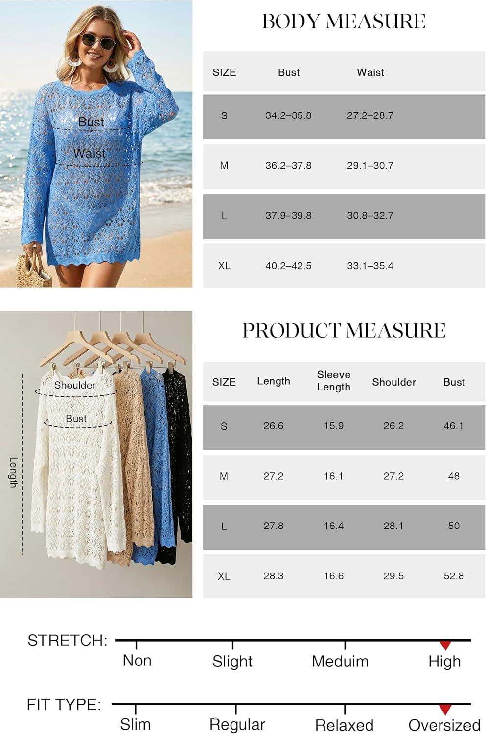 image:imageArachampCloz Womens 100 Cotton Swimsuit Cover Up Off Shoulder Boat Neck Oversized Breathable Beach Crochet Summer 2026Blue
