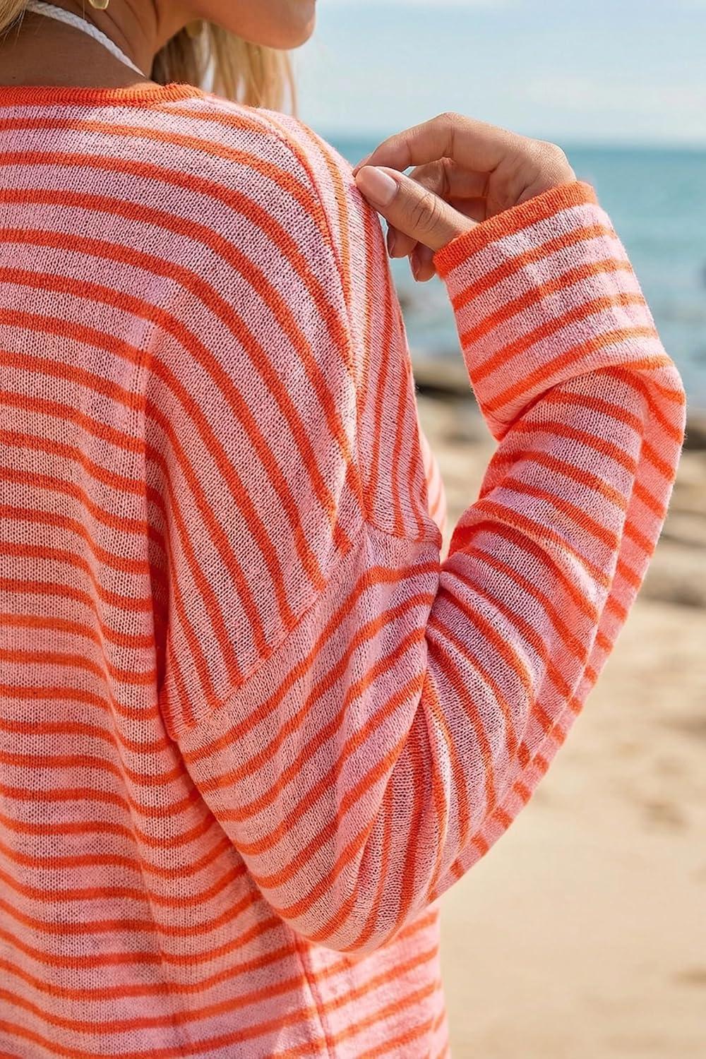 image:imageArachampCloz Womens Oversized Linen Blend Beach Vacation Cover Up Summer Casual Off Shoulder Tops 2026Coral Pink