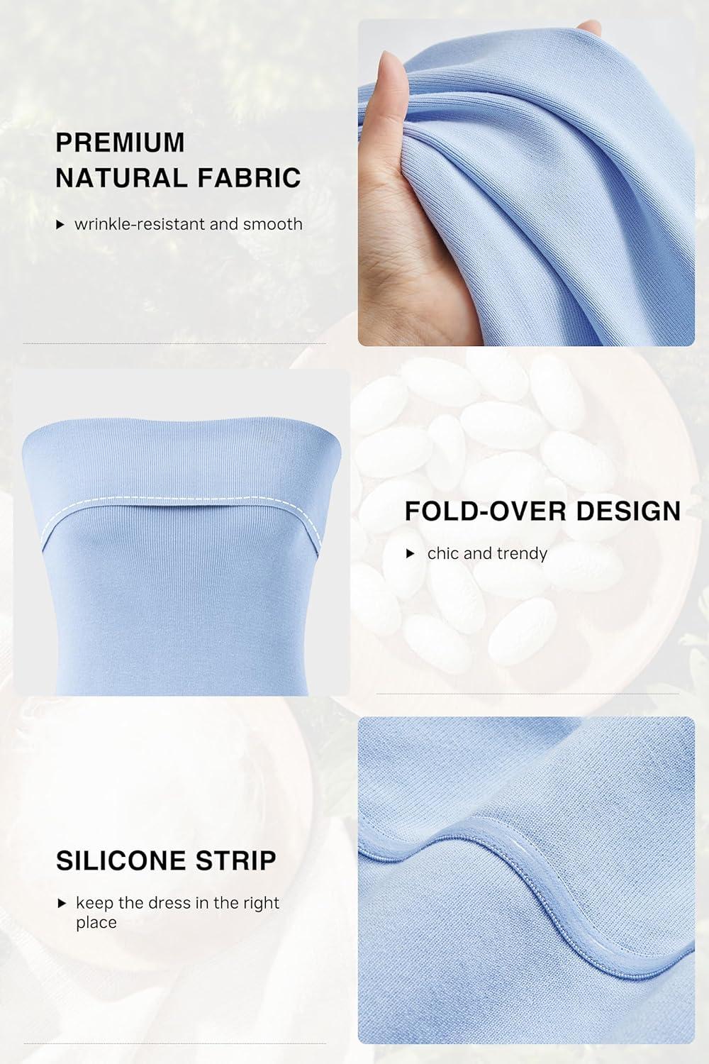 image:imageArachampCloz Womens Silk Blend Fold Over Elegant Classy Wedding Guest Dress 2025Dusty Blue