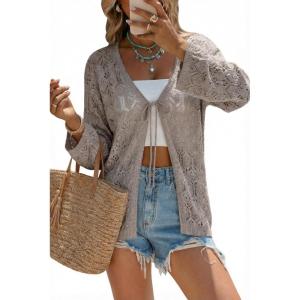 Arach&Cloz Women’s Linen Blend Summer Crochet Cardigans Lightweight Boho Cover Up Lacey Kint Beach Resort Wear Trendy 2026(Nutmeg)