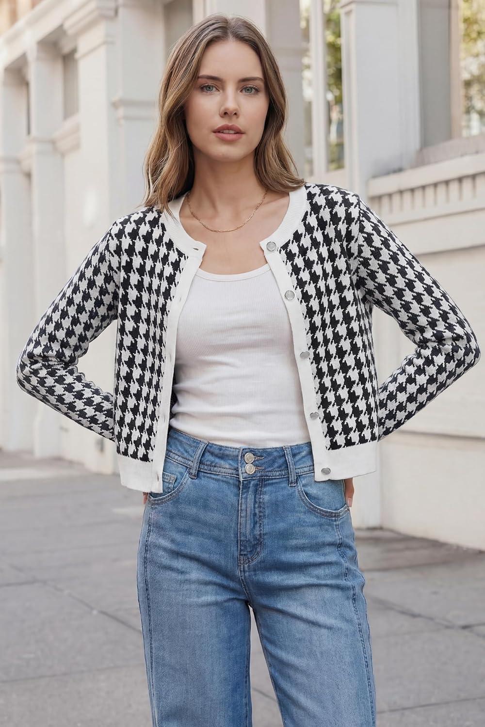 image:imageArachampCloz 100 Cotton Cropped Cardigan for Women Button Up Lightweight Sweater Business Casual Outfits 2026Black
