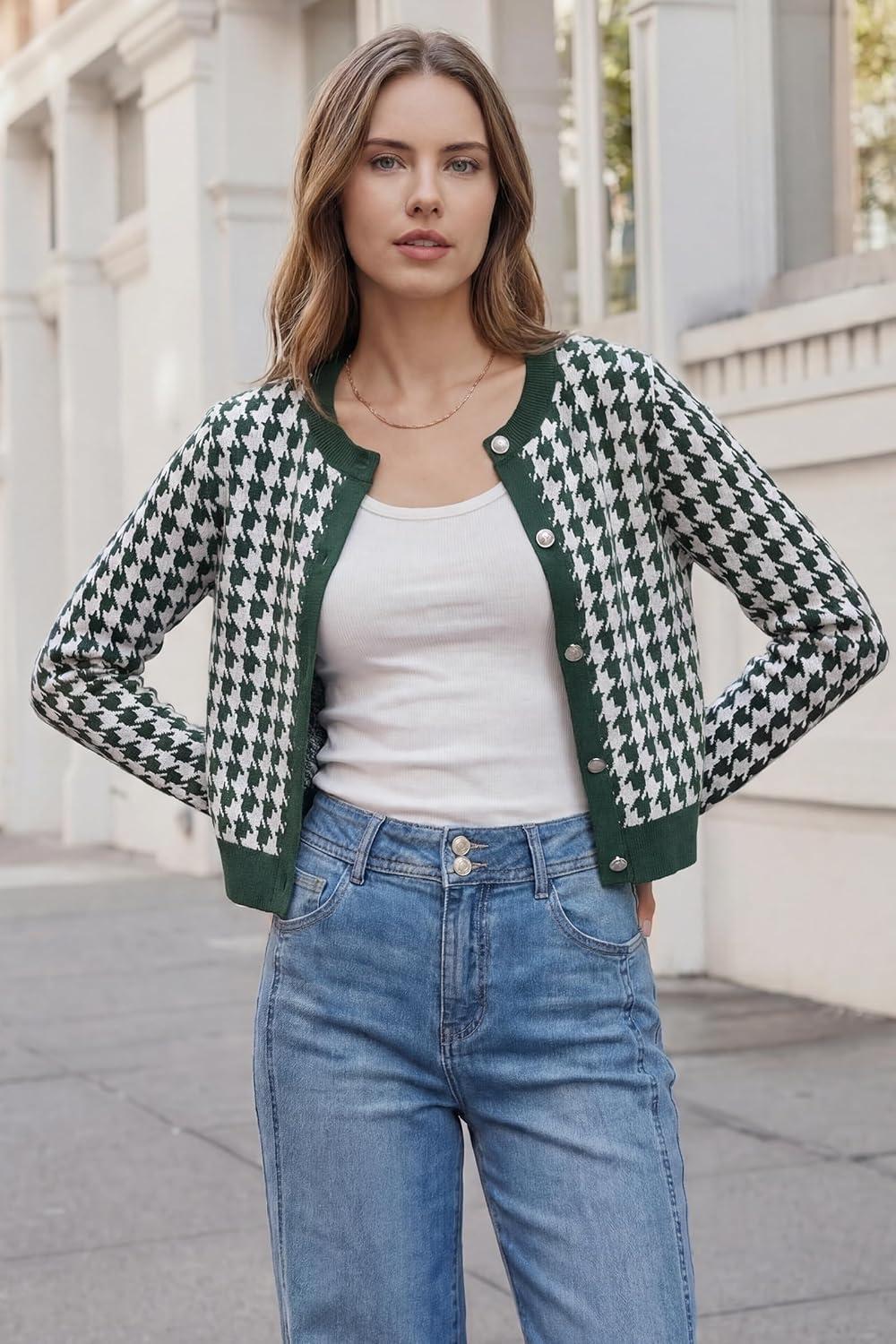 image:imageArachampCloz 100 Cotton Cropped Cardigan for Women Button Up Lightweight Sweater Business Casual Outfits 2026Green