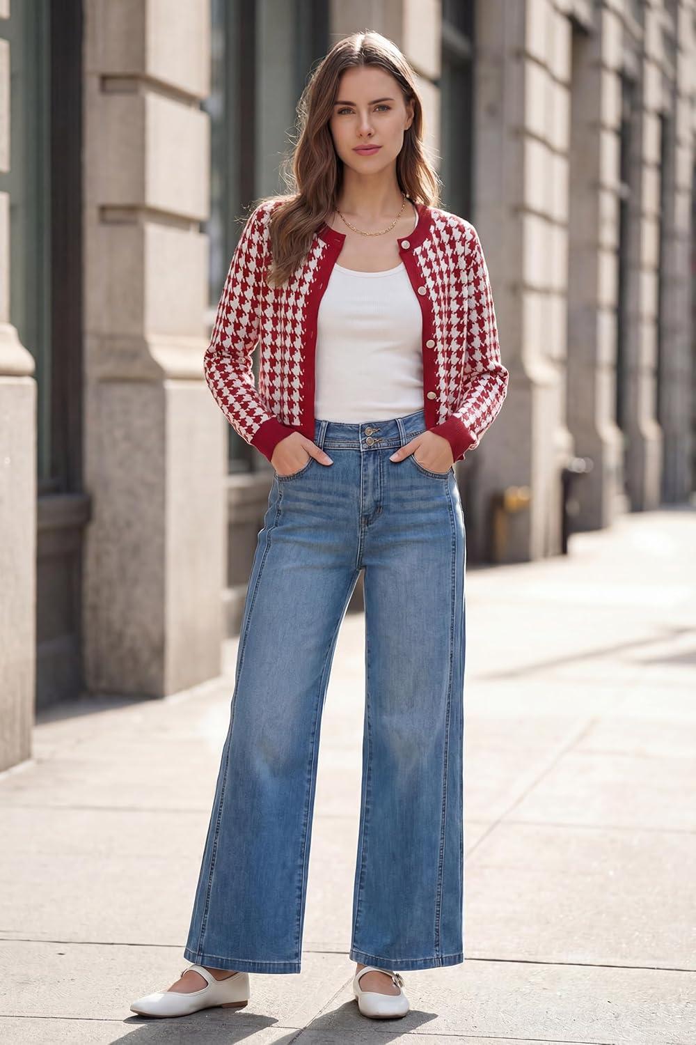 image:imageArachampCloz 100 Cotton Cropped Cardigan for Women Button Up Lightweight Sweater Business Casual Outfits 2026Red