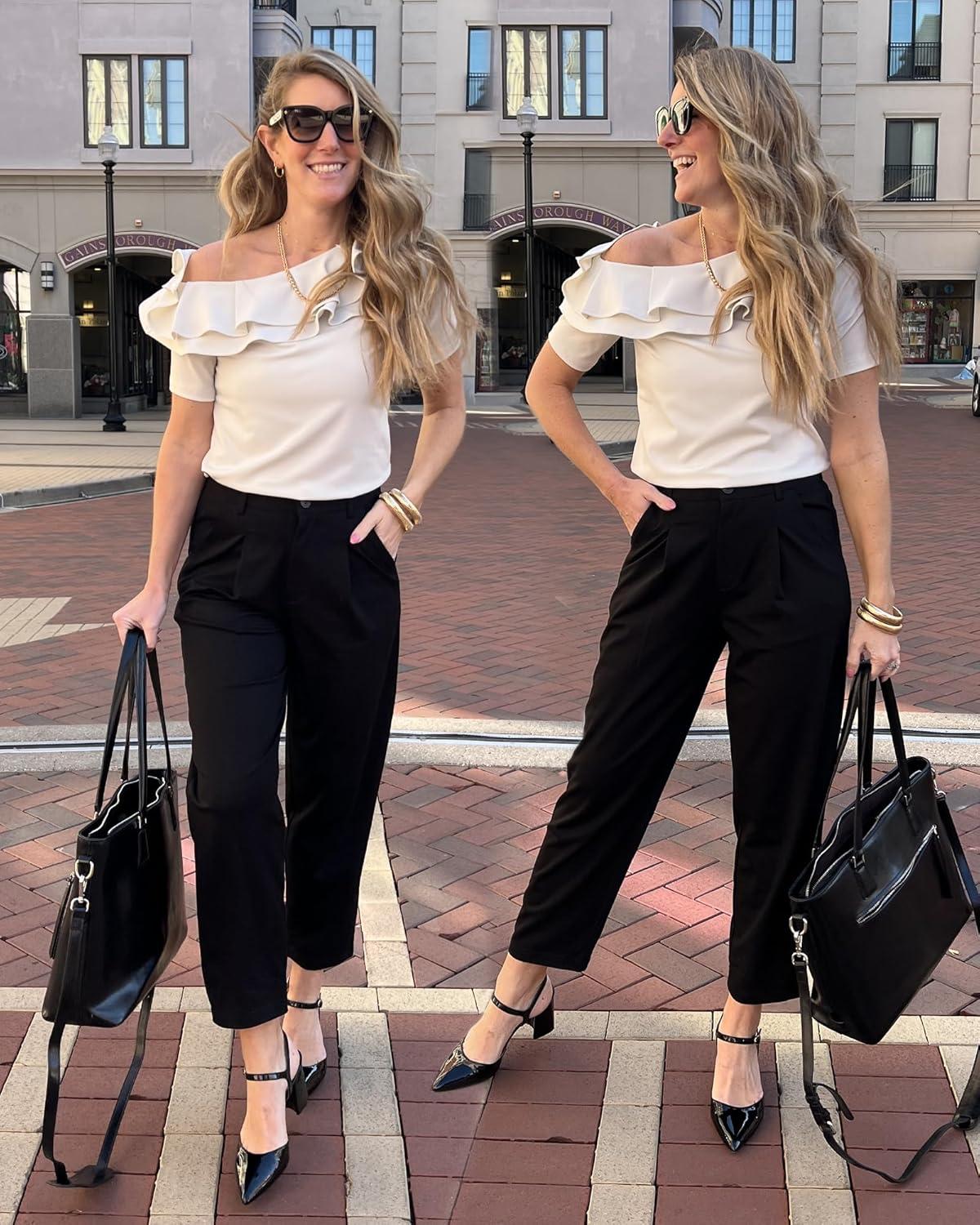 image:imageArachampCloz Womens Dress Pants Work Business Office Ankle Trousers High Waisted Ladies Slacks 2026Black