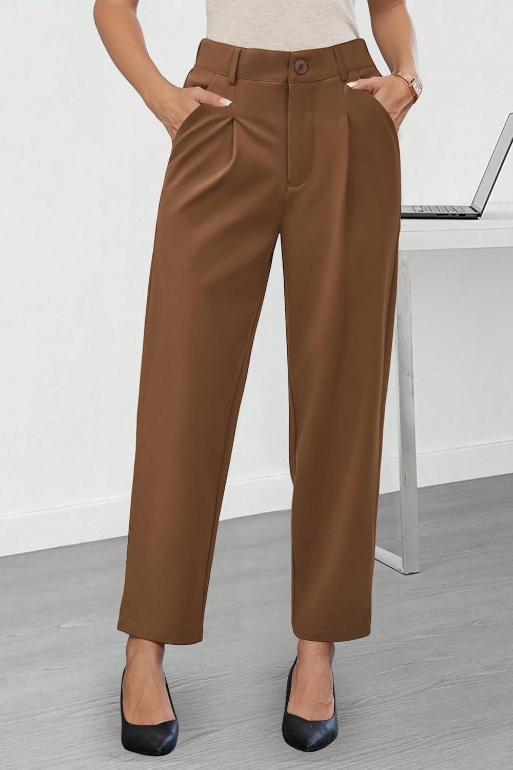 image:imageArachampCloz Womens Dress Pants Work Business Office Ankle Trousers High Waisted Ladies Slacks 2026Coffee