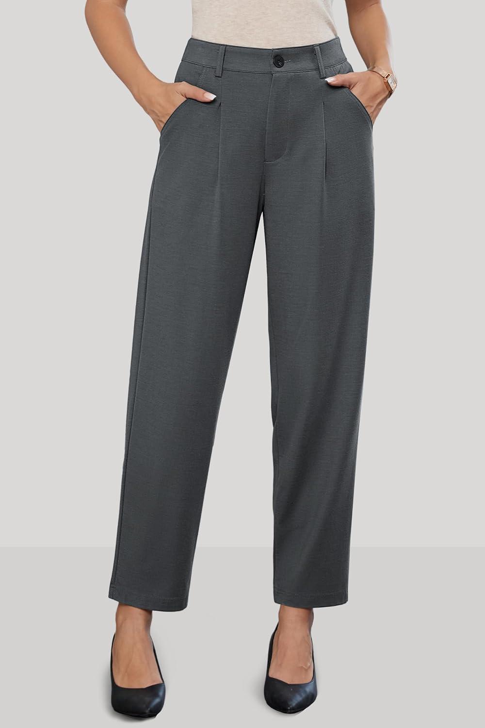 image:imageArachampCloz Womens Dress Pants Work Business Office Ankle Trousers High Waisted Ladies Slacks 2026Dark Grey
